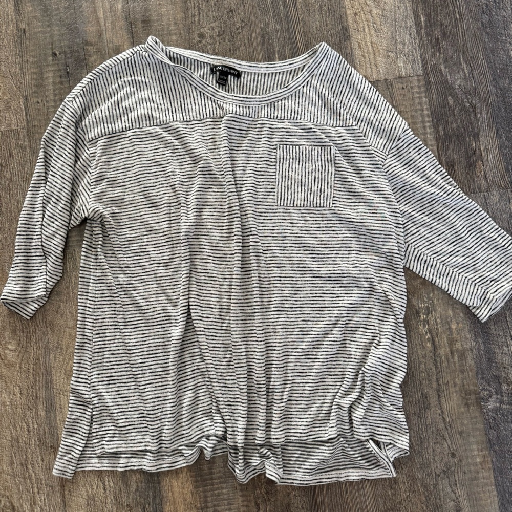 Lane Bryant Striped Long Sleeve Tee with Pocket